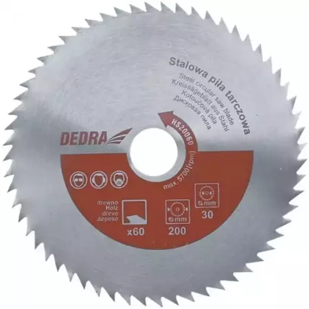 DEDRA HS25060 60 зъба, 250x30mm Циркулярен диск за дърво, стомана