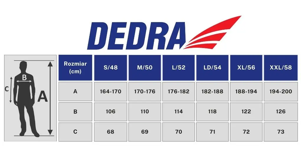 Таблиця розмірів чоловічої толстовки DEDRA BH63B03