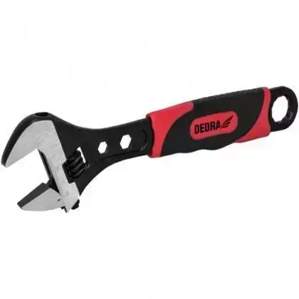 Adjustable wrench 200mm, CrV steel, rubber handle