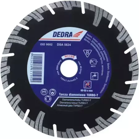 Teemant-turbotera ehitusmaterjalide jaoks DEDRA H1197 230mmx22,2mm