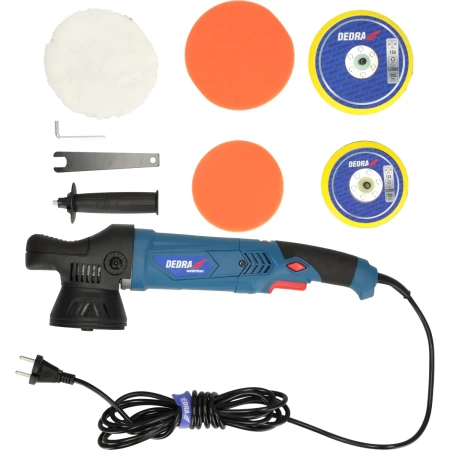 Orbital-rotary polisher DEDRA DED7991, power 900W, rotation speed 1500-4500 RPM, two interchangeable pads 125/150mm