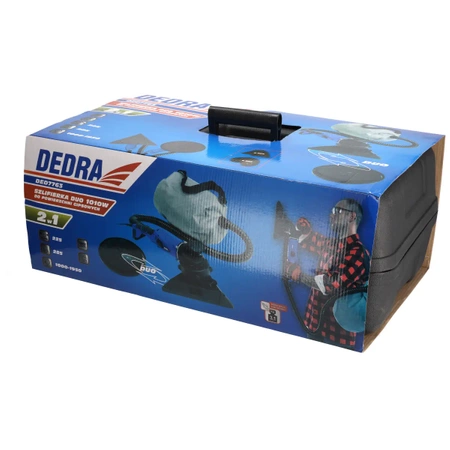 DEDRA DED7763 1010W krátka brúska na omietky, duo, turbo, 225 mm kotúč, trojuholníková hlava, na sadrokartón, kufrík
