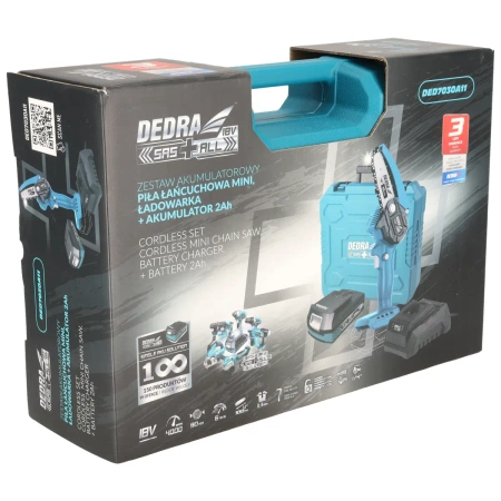 Vrtni set u koferu: mini lančana pila, baterija 2Ah i punjač DEDRA DED7030A11 - DED6984+DED7032+DED7038 kofer