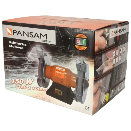 Polizor de banc, disc dublu, A067110 PANSAM 150W, 150x16mm, pentru lucru uscat