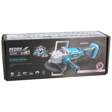 Cordless angle grinder, long 18V, DEDRA SAS+ALL DED7051 125mm, 8500 rpm