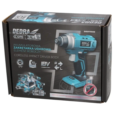 Akumulátorový rázový uťahovák 18V, DEDRA SAS+ALL DED7045 110 Nm, skľučovadlo HEX