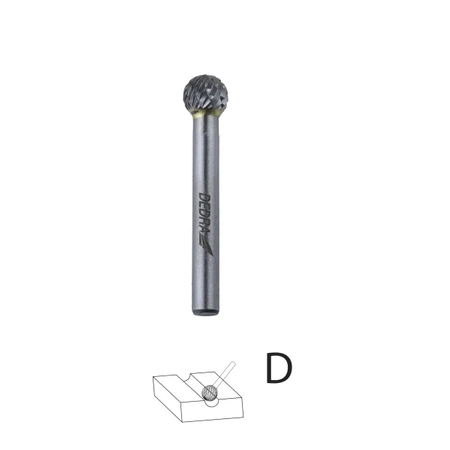 DEDRA 07F631 D6x5 mm sferinis frezas, kotas 6 mm