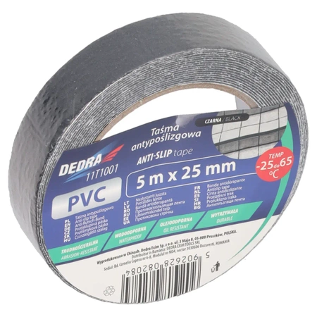 Csúszásgátló szalag 25mm x 5m, fekete, DEDRA 11T1001