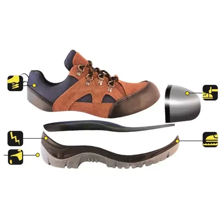 Pantofi de protectie P2, din piele intoarsa, marime: 44, cat.S1 SRC