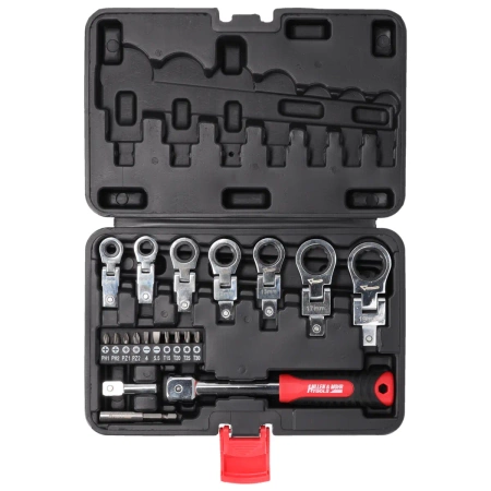 Ъглошлайфи с тресчотка, DEDRA 17L5001, 6-19mm, CrV, 20pcs, сменяеми глави