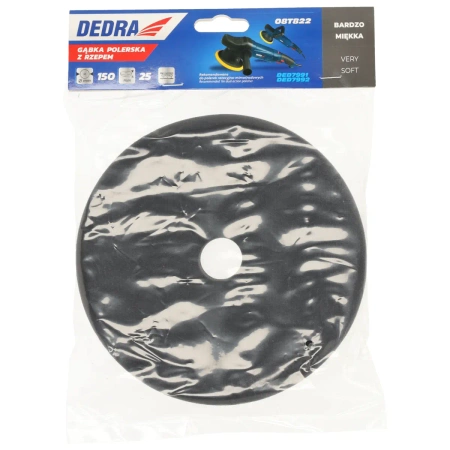 Vrlo mekana polirna spužva s čičkom (siva) DEDRA 08T822, promjer 150 mm, debljina 25 mm