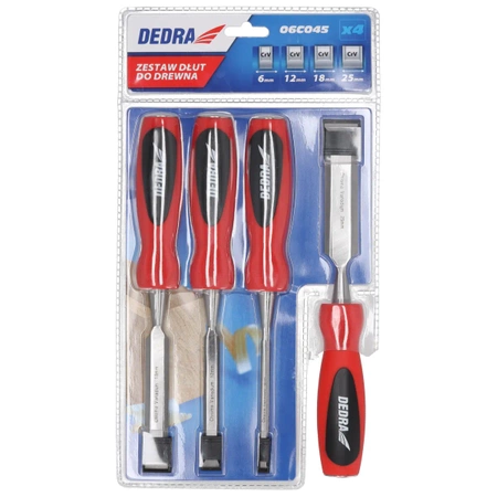 DEDRA 06C045 komplet dlet za les 4 kosi: 6, 12, 18, 25 mm, CrV jeklo