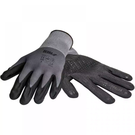 Protective gloves, micro foam nitrile dots coated, size 10