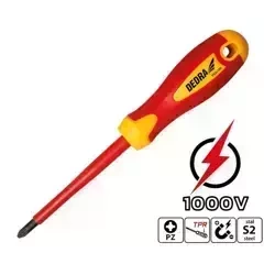 DEDRA 06B021 1x80mm Izolirani izvijač, električni izvijač, v obliki zvezde, v obliki križa, Pozidriv