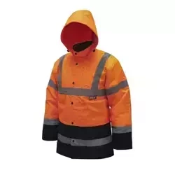 Kurtka ocieplana, parka, kurtka przedłużona DEDRA BH80K4-XXL rozmiar XXL, pomarańczowa