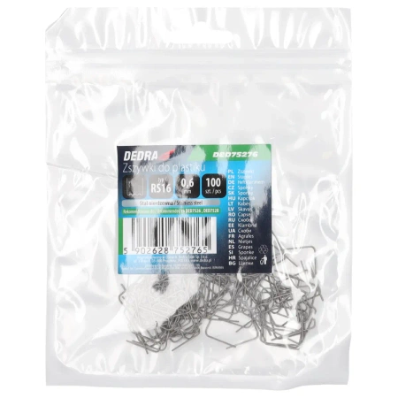 Zszywki do plastiku, DEDRA DED75276 typ RS16, 0.6mm, mała fala,100szt