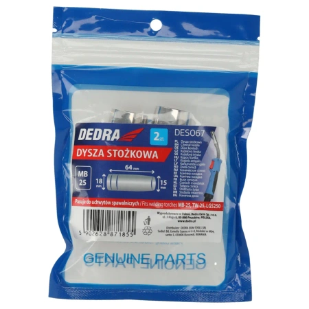 Conical gas nozzle DEDRA DES067 MB25, 2 pcs