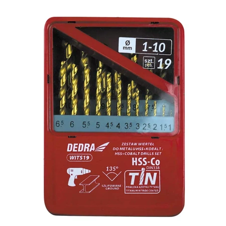 Set de burghie pentru metal HSS+cobalt+TiN, 19buc, 135°