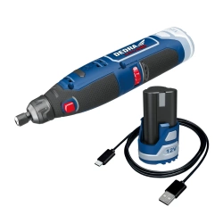 Sada elektrického náradia DEDRA MAUS DED7310T10: Akumulátorová mini brúska 12V DED7340Z1 + 47 príslušenstvo, 32 Nm, batéria 2 Ah DED7320, USB-C nabíjací kábel DED7300