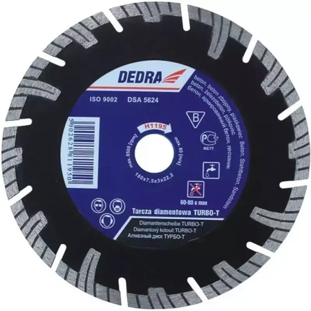 Diamantni turbo-T rezilo za gradbene materiale DEDRA H1198E 250x25,4 mm