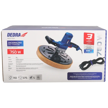 Tinkavimo trintuve, 750W 375mm, kempinė, popierius, diskas, DEDRA DED7769