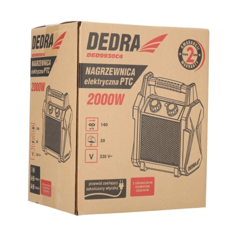 Elektrická topidlo PTC 2,0 kW DEDRA DED9930C4, 20/1000/2000W, 140 m³/h, keramický topný článek