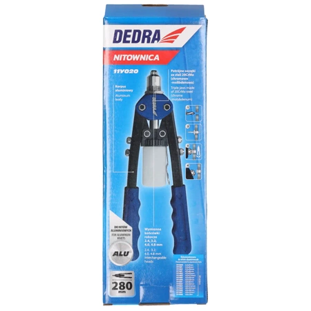 Nitownica czołowa do nitów aluminiowych DEDRA 11Y020 długość 280mm