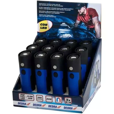 Zseblámpa 2W COB LED + 0.5W LED, összecsukható, elemekkel