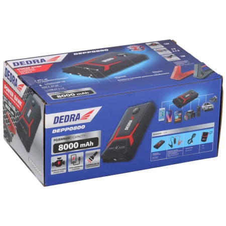 Power-bank с функция за стартиране на двигател DEDRA DEPP0800, Li-Ion 8000mAh