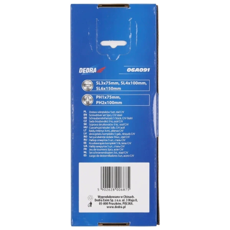 DEDRA 06A091 kruvikeerajate komplekt 5tk, CrV teras