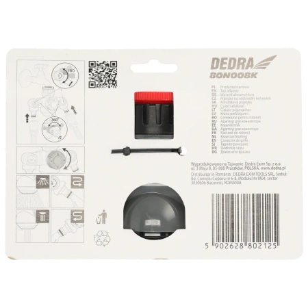 Szögletes dupla csapcsatlakozó 1/2"-3/4", kártya, GARDEN DEDRA 80N008K