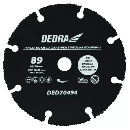 Универсален циркулярен диск 89x10mm за дървен трион DED7049 DEDRA SAS+ALL DED70494