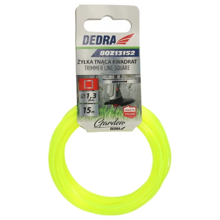 Żyłka tnąca kwadratowa, żyłka do podkaszarki, kosy Garden DEDRA 80Z13152 1,3mmx15mm