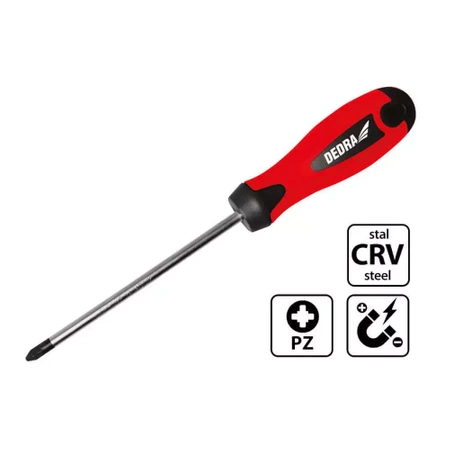 Wkrętak płasko-krzyżowy, Pozidriv, krzyżakowy DEDRA 06A026 PZ2x150mm, CrV