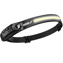 Latarka czołowa opaska 300/105lm, czujnik ruchu, aku 800mAh, DEDRA L1012