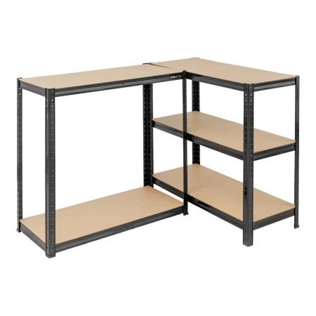 Metalna skladišna polica DEDRA N1411, 5 MDF polica, dimenzije 180x90x40 cm, crni