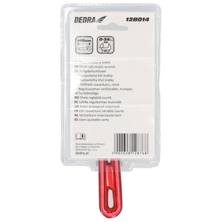 DEDRA 12B014 140mm къс гаечен ключ с отворен край, френски ключ, ширина на челюстите 0-34mm, CRV