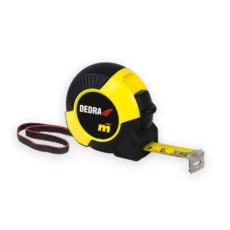 Рулетка DEDRA M275 2м, 16мм, прогумований корпус, нейлонова стрічка