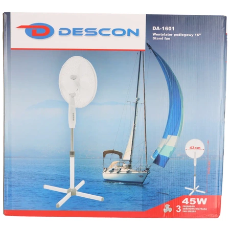 Wentylator stojący DESCON DA-1601 45W, 16", biały