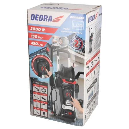 Augstspiediena mazgātājs ar LCD displeju, dārza mazgātājs, DEDRA DED8826 ,100/150bar, 2000W