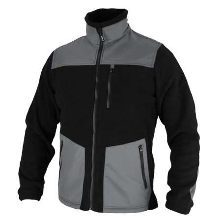 Bluză fleece cu inserții, 280g/m2, mărimea XL, negru/gri, DEDRA BH6PA1-XL