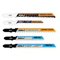 DEDRA 08T001 5tk. komplekt puusaagi terasid, puidule, metallile, T-kujuline varras