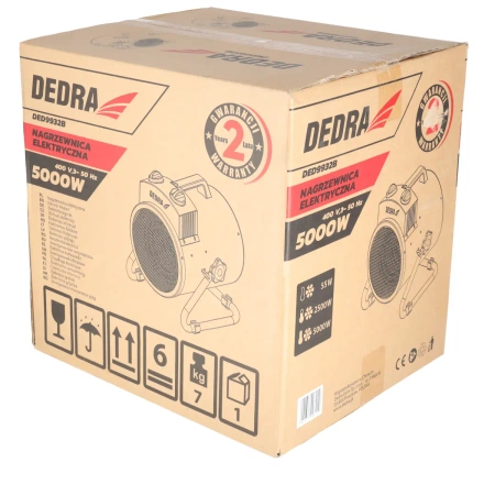 Nagrzewnica elektryczna 5kW, 400V, okrągła, czarna DEDRA DED9932B