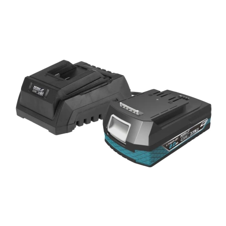 DEDRA SAS+ALL DED7030B01 rinkinį sudaro 2Ah DED7032 akumuliatorius ir DED7038 įkroviklis