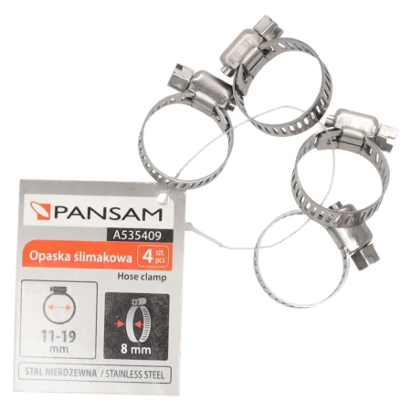 Скоба, маншон, скоба за маркуч, пневматичен маркуч PANSAM A535409 11-19mm, 4бр.