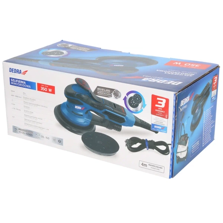 Ekscentrični brusilnik z zamenljivimi ploščicami 125/150 mm, DEDRA DED7983 350W