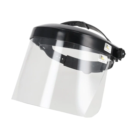 Polycarbonate face shield with visor, DEDRA BHST02 helmet, adjustable position, dimensions 20x32 cm