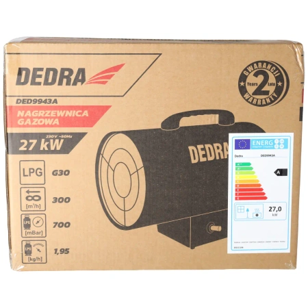 Газовый нагреватель 27kW DEDRA DED9943A, 300 m³/h, LPG G30, 1,95 кг/ч