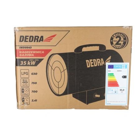 Газовая тепловая пушка 35kW DEDRA DED9943, 750 м³/ч, LPG G30, 2,41 кг/ч