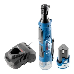 DEDRA MAUS DED7310T11 elektrinių įrankių rinkinys: 12 V akumuliatorinis kampinis gręžtuvas DED7334, 45 Nm, 2 Ah baterija DED7320, įkroviklis DED7302